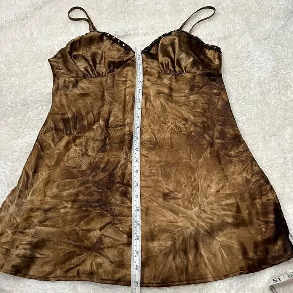 VTG Y2K Xhilaration Babydoll Satin Brown Top Large Fairy Grunge Romantic 90s - Picture 3 of 6